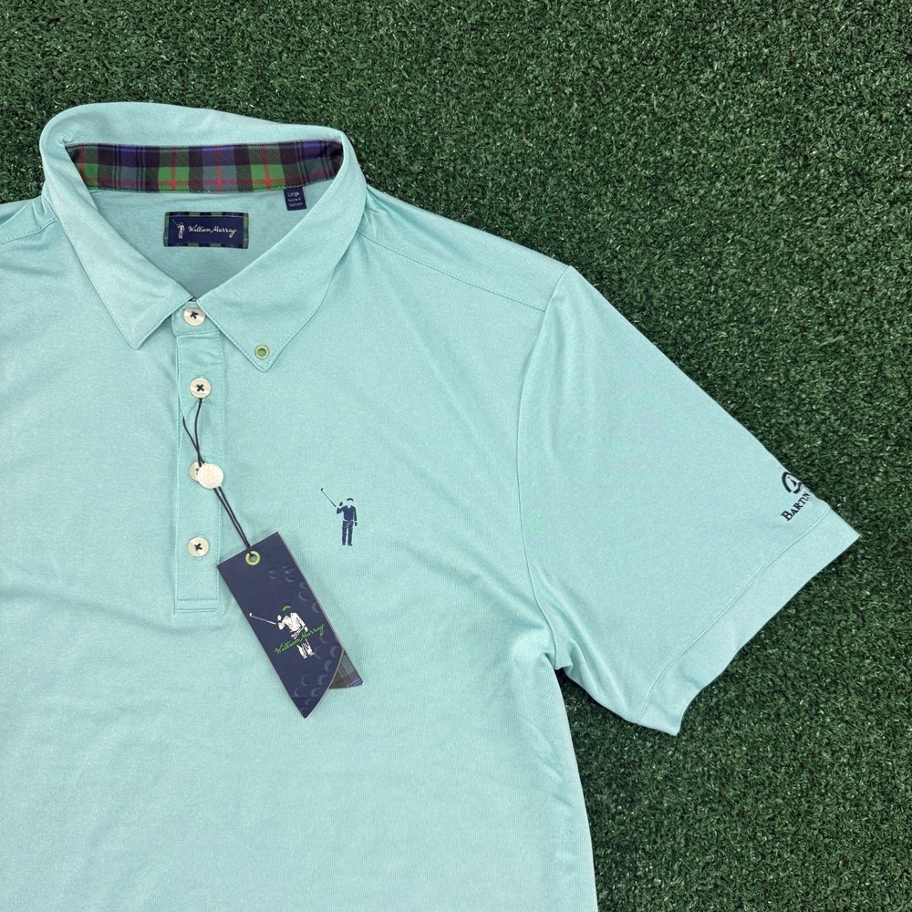 New William Murray Golf Men's Short Sleeve Polo Shirt Size Large Blue
